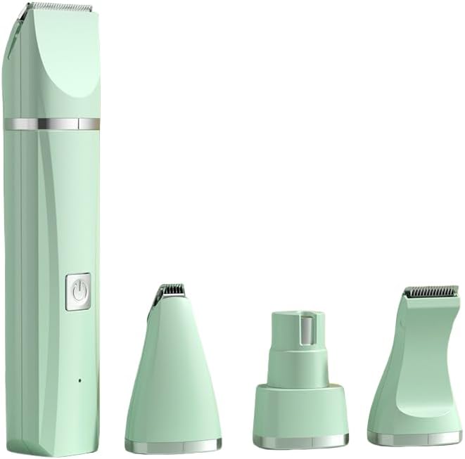 Close-up view of interchangeable grooming attachments for 4-in-1 electric dog clippers