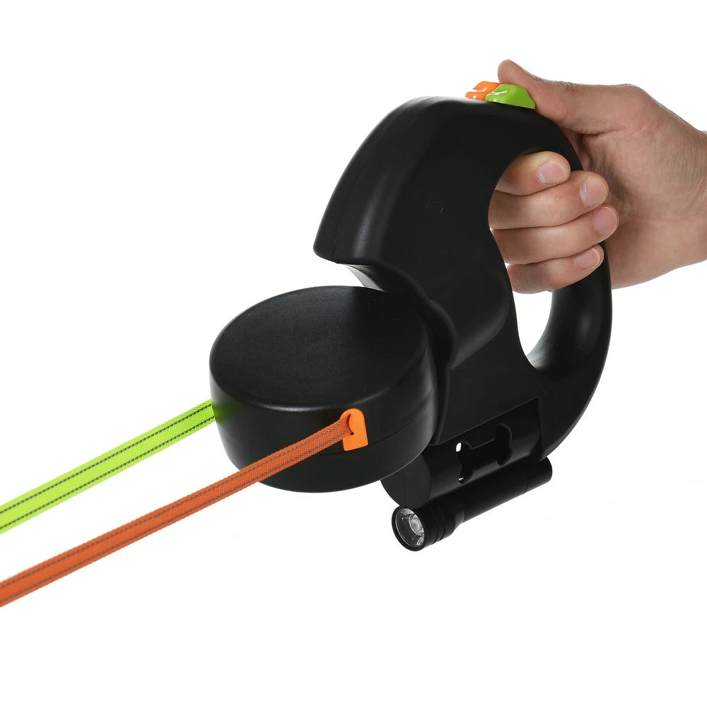 Adjustable Length Reflective Dual Leash for Dog Walking
