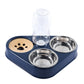 Blue 3 in 1 pet feeder for cats and dogs with stainless steel food bowls