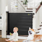 Retractable dog gate with easy-to-install hardware for doorways and hallways.
