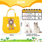 Size chart of pet carrier bag showing dimensions and recommended weight for small dogs and cats in size L and XL