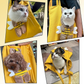 Small dogs and cats sitting inside a yellow bee design pet carrier bag during everyday carry