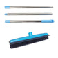 Pet hair removal mop showing stainless steel handle sections and rubber brush head