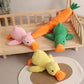 Plush squeaky duck pet toys in green, pink, and yellow colors