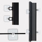 Close-up of retractable dog gate frame and adhesive wall mounts for tool-free installation