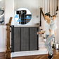 Retractable dog gate acting as a secure barrier for pets and young children.