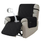 Black waterproof recliner slipcover with durable quilted fabric and anti-slip straps