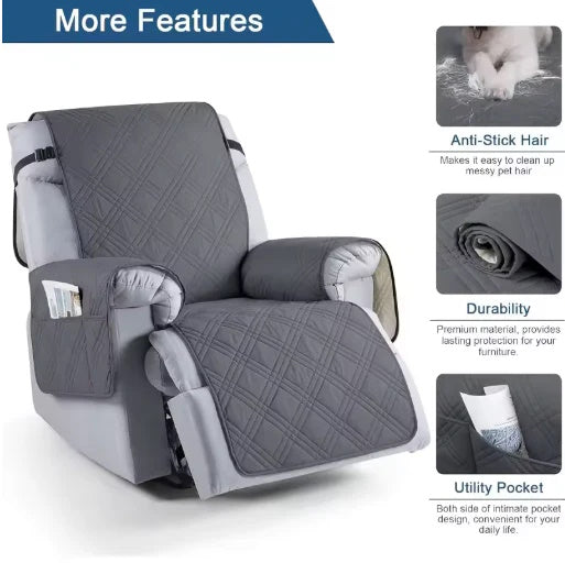 Waterproof recliner slipcover features including 