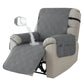 Grey quilted waterproof recliner slipcover designed for daily use with pets and kids