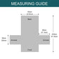 Measuring guide for waterproof recliner slipcover showing back width, armrest size, and total height in cm and inches