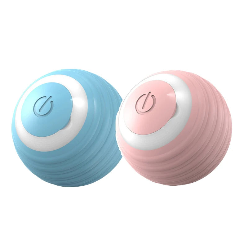RobyPet automatic rolling cat ball toy available in pink and blue colors for interactive indoor cat play