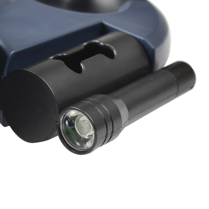 Close-up of dual dog leash with built-in LED flashlight