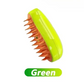 Green electric cat steam brush with soft silicone bristles for grooming, shedding control, and gentle pet massage.