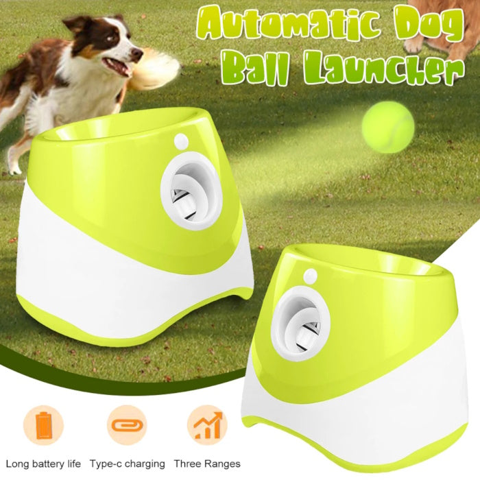 Electric pet ball thrower with adjustable distance settings for indoor play