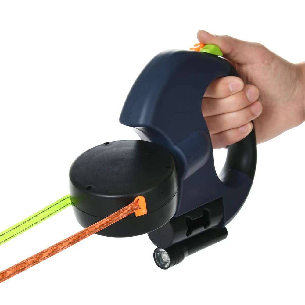 dual-retractable-dog-leash-handheld navy 