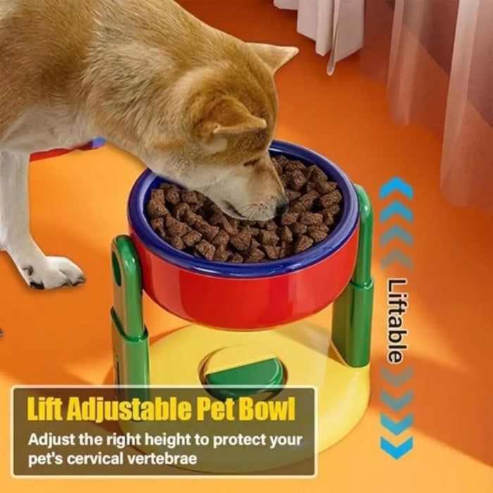 Height adjustable pet bowl to protect dog's cervical vertebrae