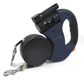 Reflective dual dog leash with built-in LED flashlight and ergonomic handle